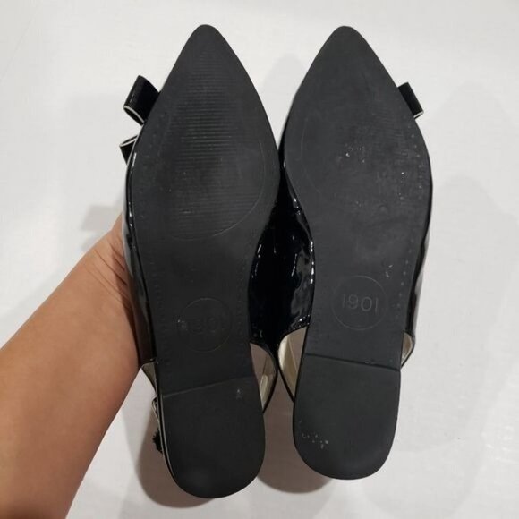 1901 Black Pointed Toe Slingback Flats Size 5.5 - Picture 7 of 9
